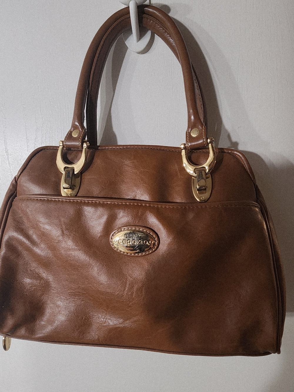 Capezio Brown Leather Shoulder Bag with Gold Hardware